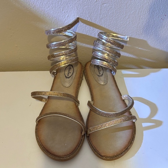 Elegant Silver Strappy Sandals - Picture 1 of 3